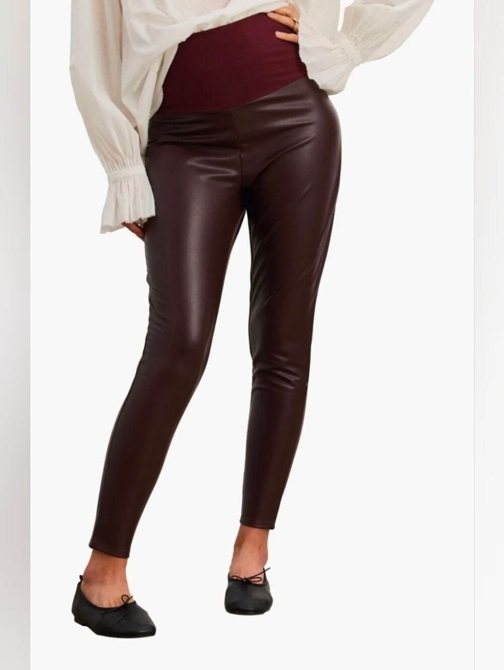HATCH The Vegan Stretch Leather Legging in Brown Chocolate Plum | Womens XL